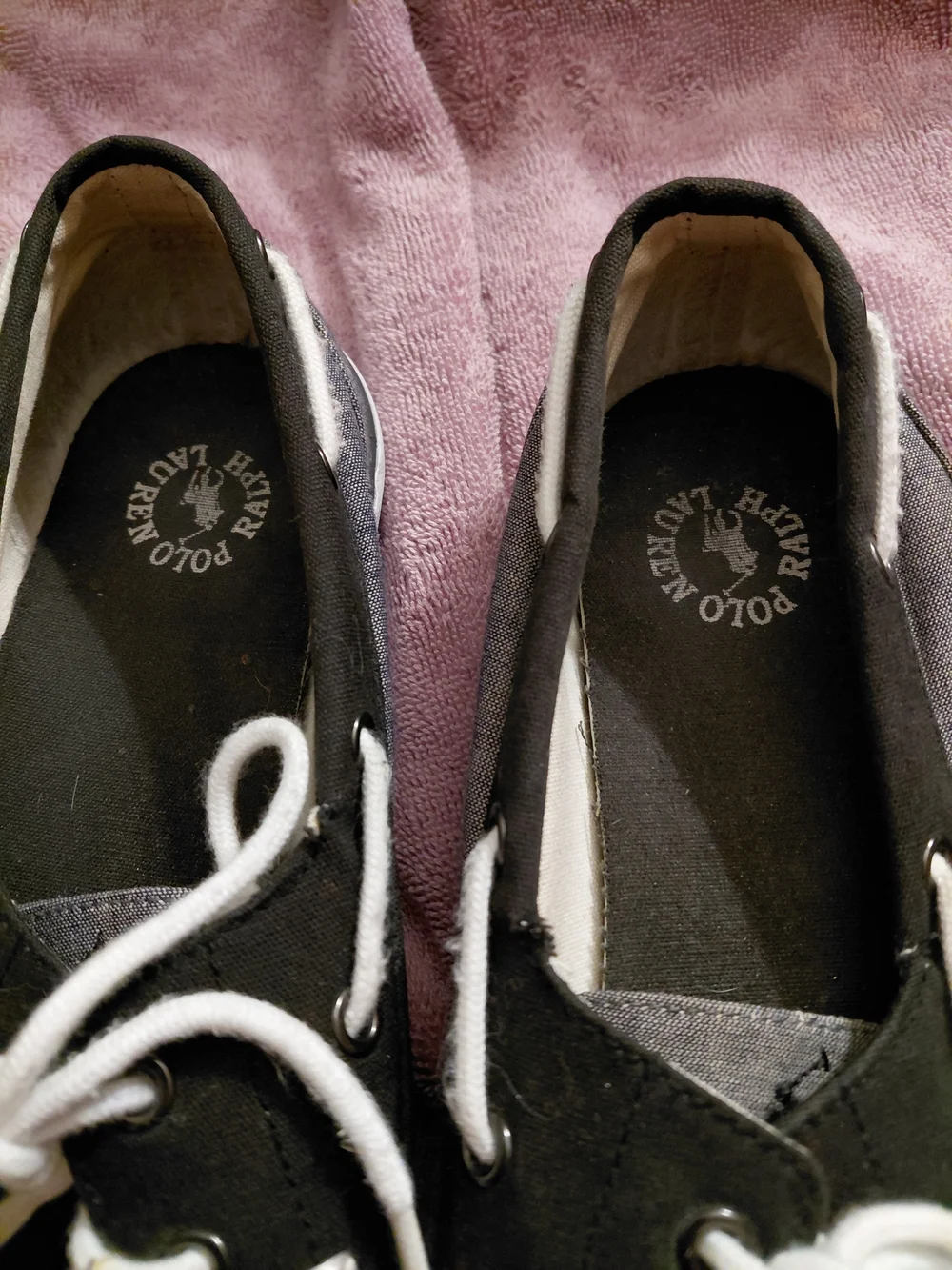 Polo by Ralph Lauren Grey and Black Canvas Boat Shoes
